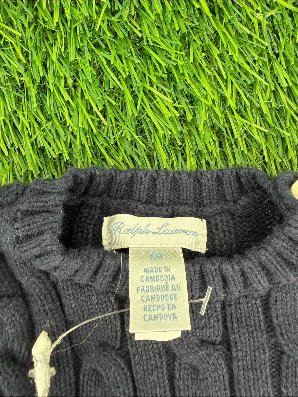 Ralph Lauren Baby 6 Months Long Sleeve Onesie & Navy Blue Cable Knit Sweater Lot